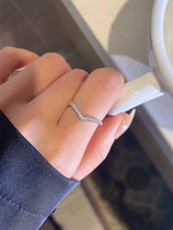 Small wave silver 925 sterling silver wish flashing ring inlaid with zircon Japanese and Korean female niche design fashion flat replacement
