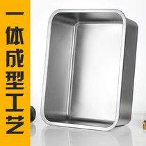 Extra thick stainless steel rectangular tray flat bottom plate commercial deepening vegetable pot with lid square plate barbecue plate thick square basin