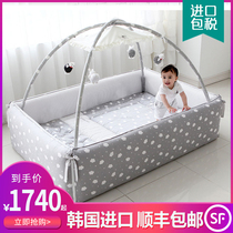 Korea Aeijoa antibacterial crib splicing large bed Foldable childrens bb bed Waterproof multi-function neonatal bed