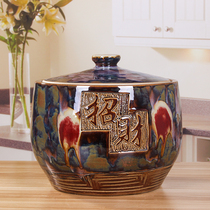 Jingdezhen rice barrel rice cylinder ceramic with lid face cylinder household 20kg 30kg 50kg large water cylinder moisture-proof cylinder