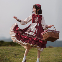  (Little Red Riding hood op)withpuji original design lolita dress skirt pastoral cape spring and autumn