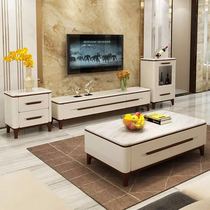 Simple modern marble coffee table TV cabinet set Nordic chest cabinet with drawer small apartment living room combination