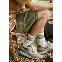 Foot studio 丨 cityboy socks men ins tide classic pure white cotton socks vertical stripes Japanese mid-tube stockings