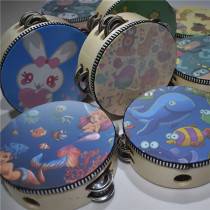 Orf musical instrument kindergarten children teacher music dance class with wooden cartoon multi-color double beat tambourine