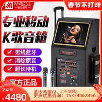 Manlong square dance audio with display outdoor karaoke voice song Bluetooth mobile pull rod speaker
