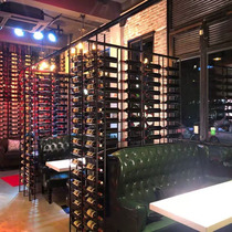 Customized new custom industrial wind bar decoration rack wrought iron Wine Bottle Rack restaurant card seat partition wine rack landing