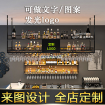 Custom custom bar hanging cabinet Wine glass rack Decorative wine cabinet upside down wine rack hanging wine cabinet Restaurant clear bar hanging