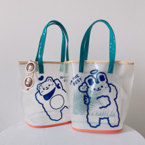 Ins net red beach bag portable transparent bag travel carrying bag shoulder bag rabbit bear jelly bag swimming bag