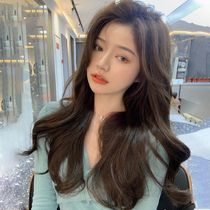 Wig female long hair summer simulation net red mid-point horoscopes bangs long curly hair big waves white natural full headgear