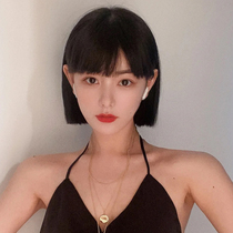 Wig Short hair female summer comic bangs age reduction Qi ear wave head natural simulation whole top one-size-fits-all full headgear