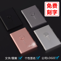 Business card holder male Lady ultra-thin hand push portable business card box portable large capacity business card storage box