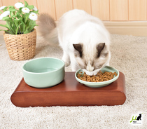 Cat world Solid wood cat bowl rack Cat dining table Cat supplies Food utensils Table shelf Anti-slip anti-knock