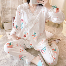 Gauze monthly clothes pure cotton postpartum lactation July 9 pregnant women pajamas spring and autumn thin maternity 10 home spring and summer