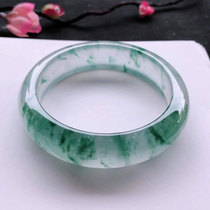 Ice floating flower Jade Jade original stone jade bracelet female semi-clear material fine strip Bracelet Myanmar natural a goods customization