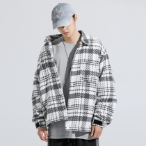 GRINCH1928 GAHA High Street wind Plaid embroidered woolen jacket mens winter jacket cotton coat