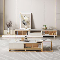Rock panel TV cabinet Coffee table combination Small apartment Simple modern light luxury floor cabinet Film and television cabinet Whole TV cabinet