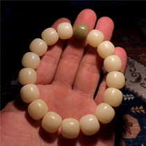Furui Pavilion Wen play hand string white jade Bodhi root old barrel beads high density rosary beads men and women beads bracelet holding 18 pieces
