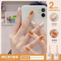 Net red summer white two-color set nail polish glue 2021 new popular ice transparent color nail shop special