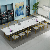 Nordic Marble office desk and chair Modern simple minimalist conference table Long table workbench Light luxury negotiation computer table