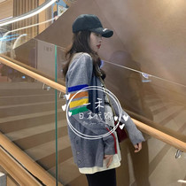 Thom Brown Japan 21 early spring TB cardigan rainbow four bar striped vneck cashmere knitwear women