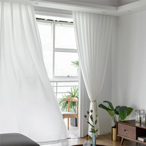  White screen curtain screen curtain translucent and impermeable chiffon yarn shading balcony bay window White sand screen curtain sand curtain White window screen