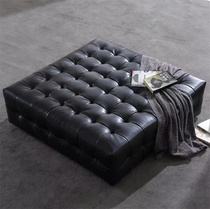 European leather rest shoe change stool bedroom bed stool living room tea table stool commercial cloakroom buckle net red leather pier