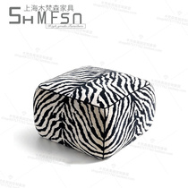 European sofa low stool zebra pattern bedroom bedside footrest collapse door change shoe stool leisure net red dressing stool