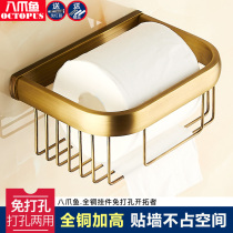 Antique toilet paper holder all copper European tissue rack toilet paper towel basket roll paper holder bathroom hardware toilet paper box