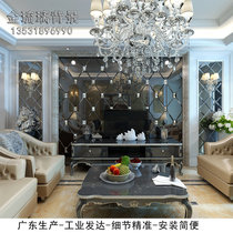 European art glass mirror guest restaurant TV sofa square diamond-shaped golden tea gray Black Mirror film and television entrance background wall