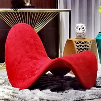 Italian Style Casual Chair Mesh Red Tongue Chair Art Wind Single Sofa Chair Sloth Leisuber Designer Creative Profiled Chair