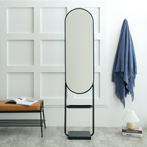Iron fan ins wind full-length mirror girls bedroom household floor-to-ceiling full-length mirror Wrought iron design sense large mirror half-body mirror