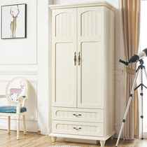 American pastoral two-door wardrobe small apartment solid wood two-door three-door four-door wardrobe childrens simple wardrobe furniture