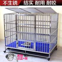 Stainless steel dog cage Small medium large dog cage Teddy De Mu Golden Maura Brado indoor folding pet dog cage