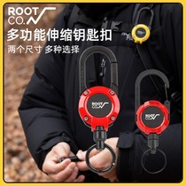 (New product)Japan ROOT CO multi-function telescopic keychain Outdoor carabiner quick-hanging mobile phone lanyard