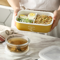 Japanese ceramic three-point lunch box set sealed fresh-keeping box office worker microwave oven heated lunch box with rice bowl