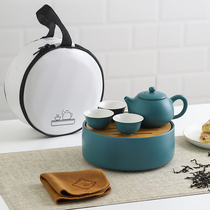 INS outdoor ceramic travel tea set with tea tray home kung fu tea set carrying bag making Tea Teapot Tea Cup