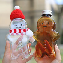 500ml gingerbread man plastic transparent bottle Christmas man bottle drink juice creative thickened sealed edible bottle