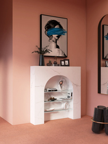 Home entrance cabinet Living room fireplace decorative wall cabinet Simple modern with light display cabinet creative very narrow shelf