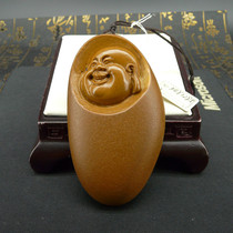 Heshun Yuan Yunnan Longling natural A goods Huanglong jade rough stone hand carved original skin Buddha handle pieces Maitreya hand play pieces