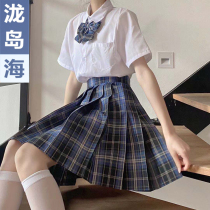 Takishima Sea JK uniform genuine original lattice skirt short sleeve full set of pleated skirt College style girls summer three-piece set