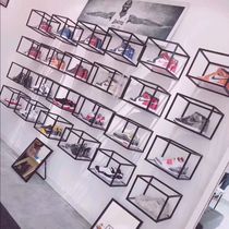 Wrought iron shoe store shoe rack Hanging bag rack shelf Clothing display window boutique shelf Wall storage shelf