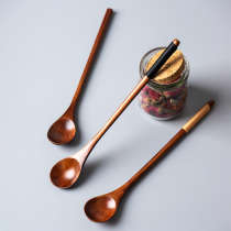 Long-handled wooden spoon Take honey spoon Coffee special retro spoon Cup with stirring seasoning stick Small Japanese cup spoon