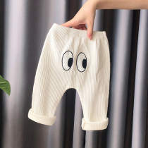 Baby pants spring and autumn thin summer lady baby spring clothing large PP pants outside wearing a one-year-old boy fart pants white ocean qi