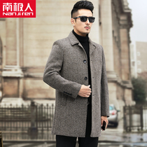 Winter double-sided woolen coat mens medium-length thick goose down liner middle-aged large size cashmere jacket dad outfit