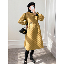 Pregnant womens autumn and winter dresses winter cotton jacket cotton-padded winter winter pregnancy Korean version of the long cotton-padded clothes