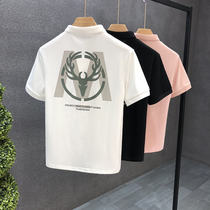 High end collar T-shirt men 2021 summer new men polo shirt tide Handsome print short sleeve tide man half sleeve