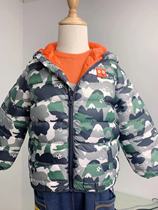 Small rabbit with beaver autumn winter light boy among young children white duck velvet down clothes camouflated short 100 lap joint hat jacket