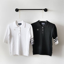 Korean golf clothing womens casual young age-reducing twist sweater casual slim slim slim slim short-sleeved shirt