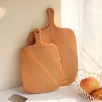 Iwai Chengqi Japanese ins Solid Wood Bread Board Chopping Board with Handle Primary Color No Lacquered Wood Chopping Board Dining Plate Tray