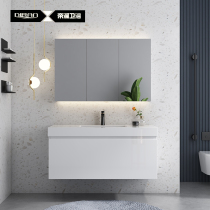Japanese style bathroom cabinet custom paint Nordic minimalist micro-stone basin artificial stone wash basin countertop hanging cabinet